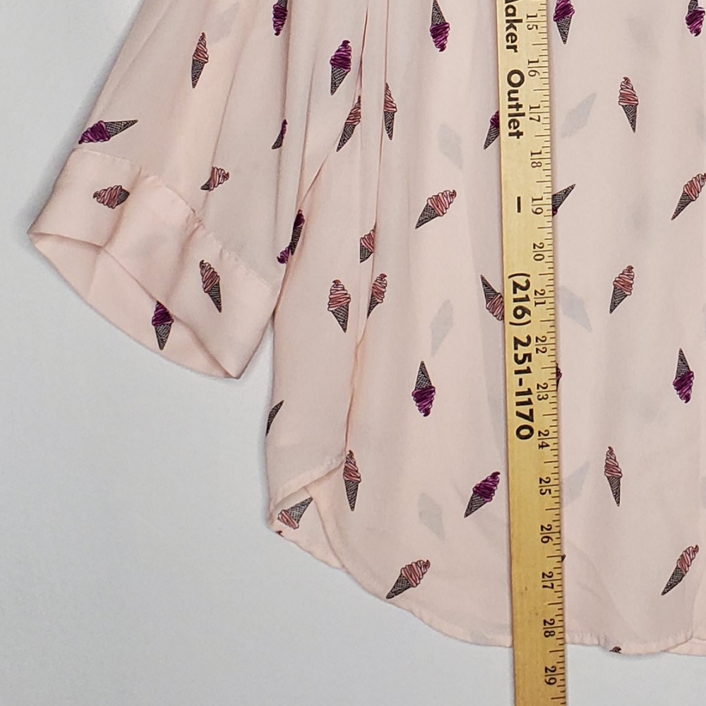 Torrid Harper 1 1X Pink Ice Cream Print‎ Chiffon Popover Blouse Office Dopamine - Picture 6 of 7